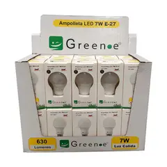 GREEN E - Ampolleta led 7w E27 luz cálida x20 Unidades
