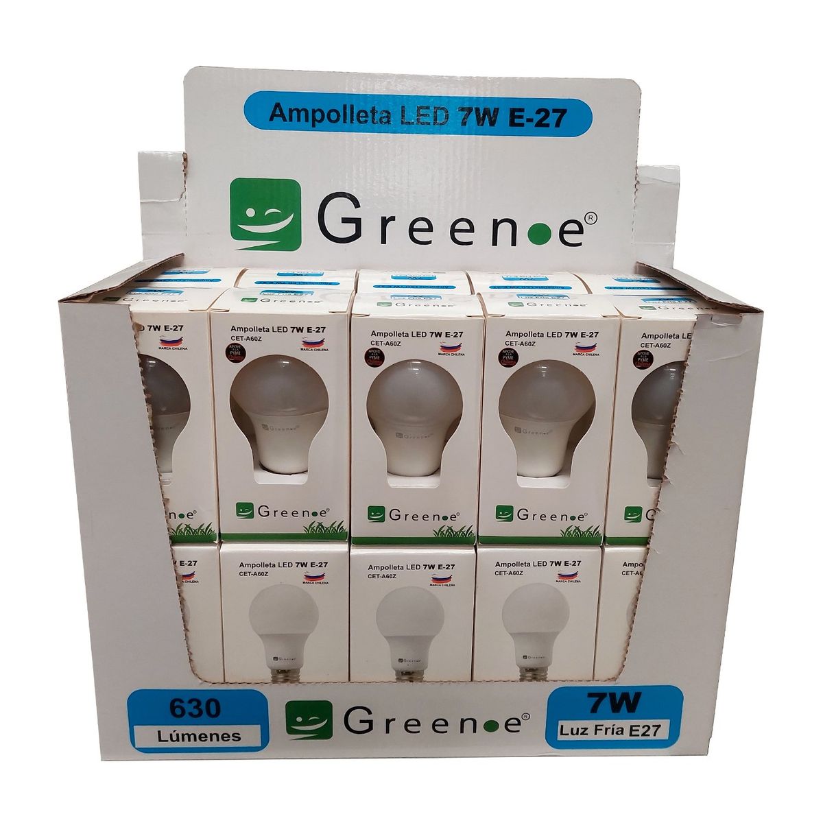 GREEN E - Ampolleta Led 7w E27 luz fría x 20 unidades