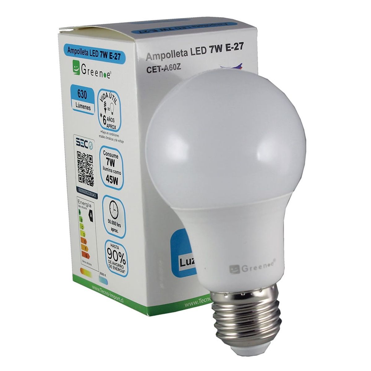 GREEN E - Ampolleta Led 7w E27 luz fría x 20 unidades
