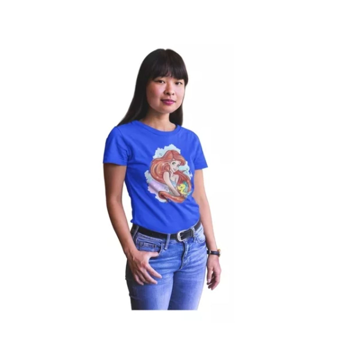 GENERICO - Polera Dama Sirenita Ariel Estampado Algodon