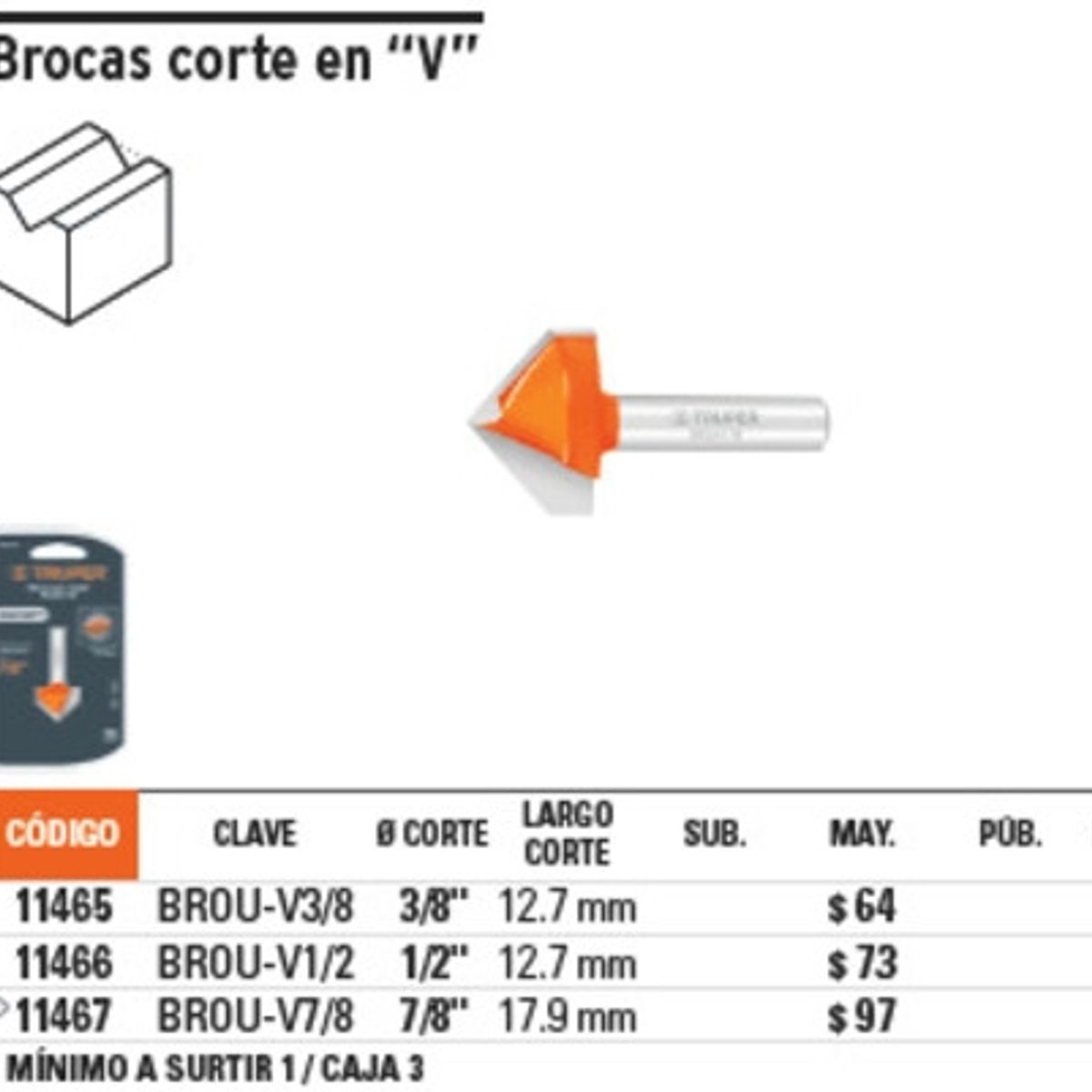 TRUPER - FRESA 11465 CORTE EN V 34X12 TRUPER