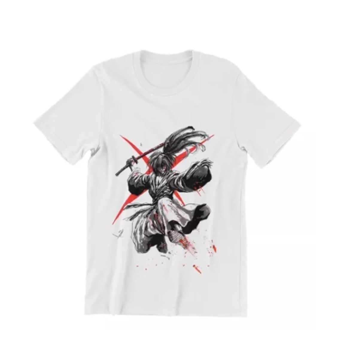 GENERICO - Polera Unisex Samurai X Anime Kenshin Otaku Katana Algodon