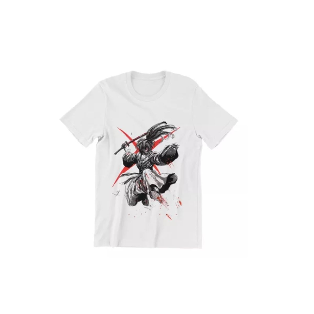 GENERICO - Polera Unisex Samurai X Anime Kenshin Otaku Katana Algodon