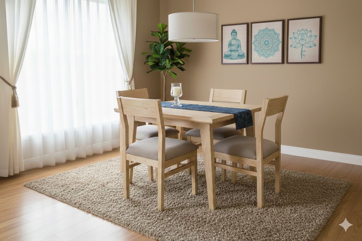 Comedor 4 Sillas Vendetta 100x100 tapiz Beige