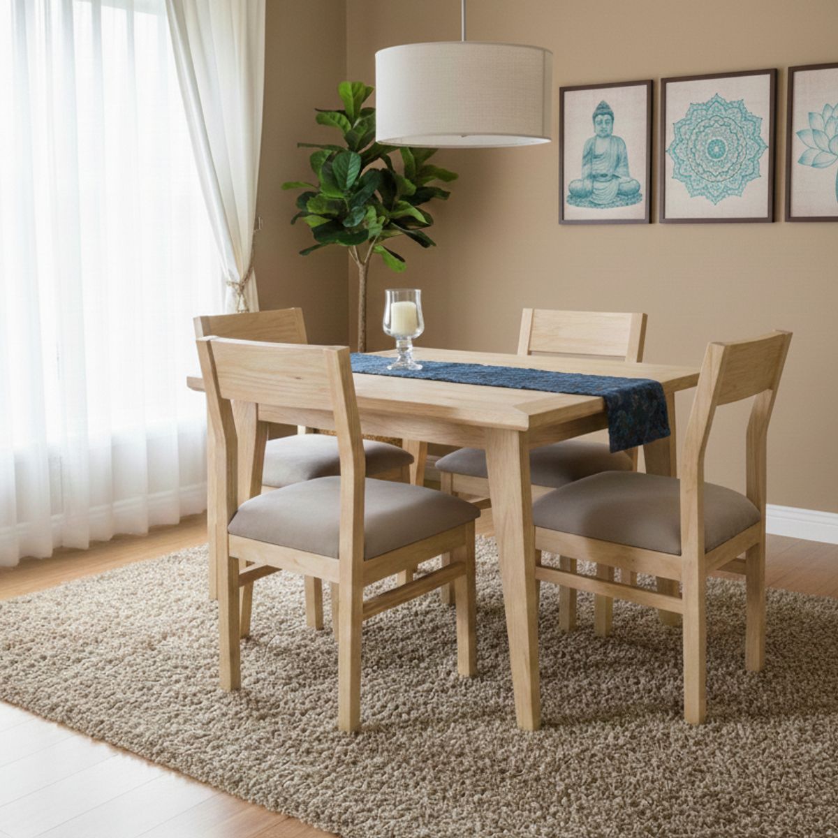 MUEBLES NATIVA - Comedor Vendetta 100x100 4 Sillas Beige