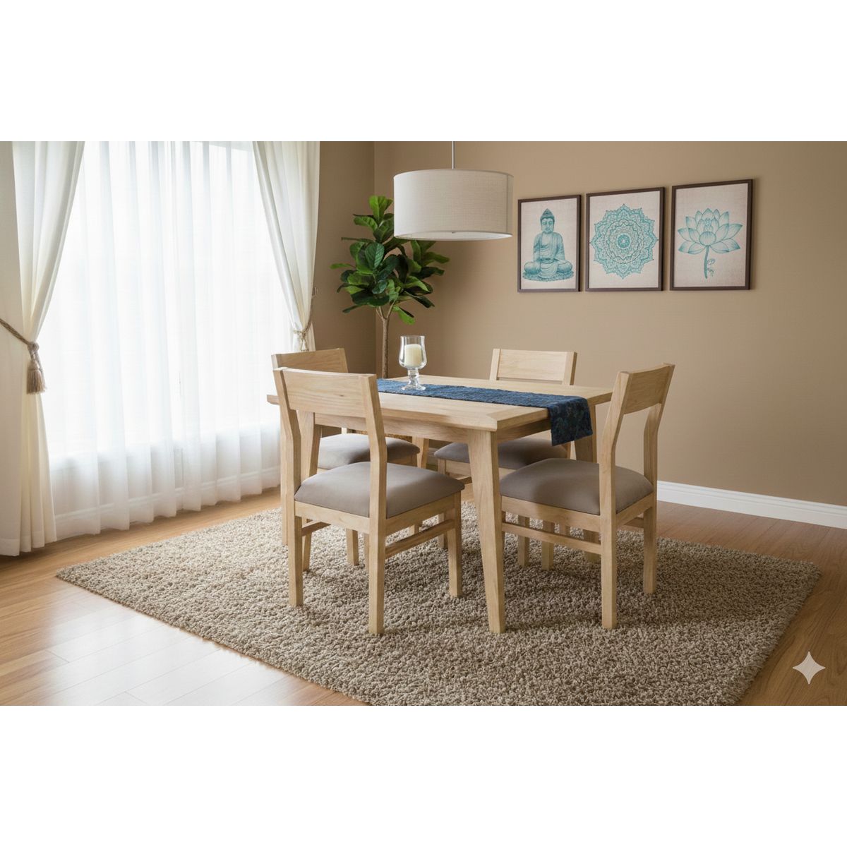 MUEBLES NATIVA - Comedor Vendetta 100x100 4 Sillas Beige