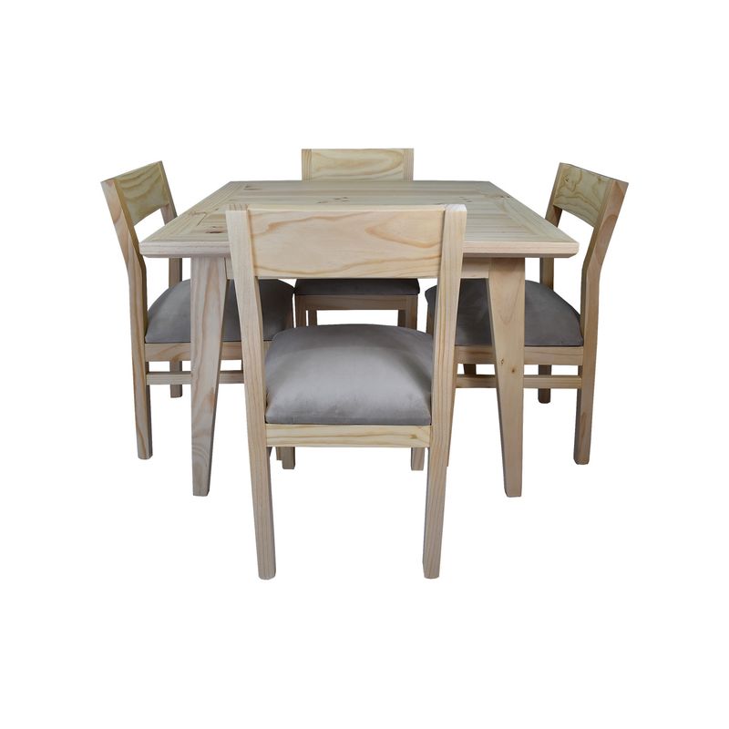 MUEBLES NATIVA - Comedor Vendetta 100x100 4 Sillas Beige