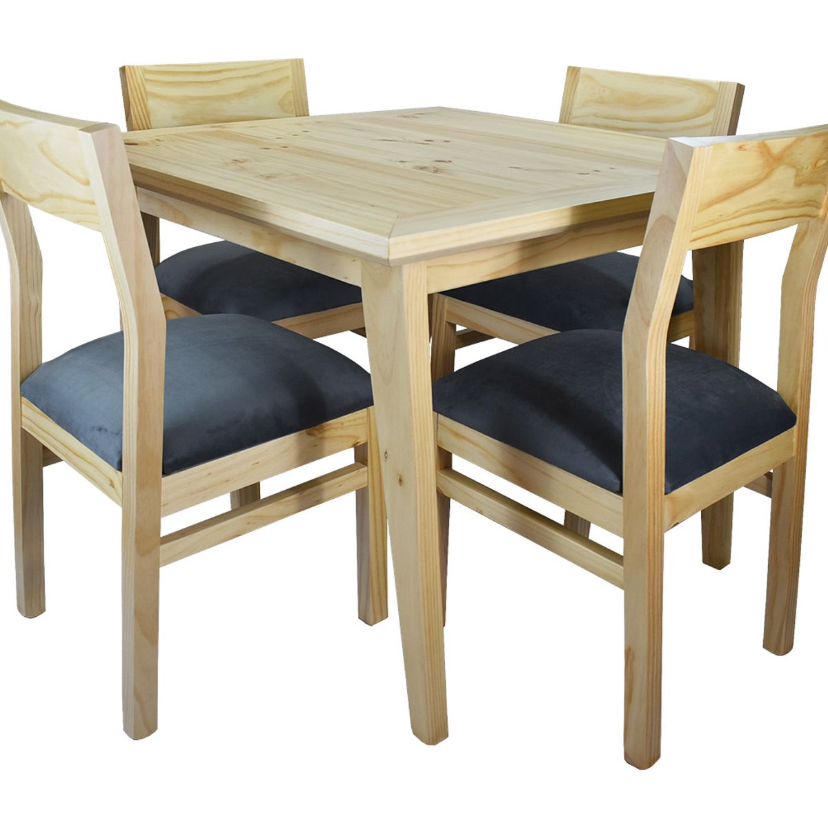 MUEBLES NATIVA - Comedor Vendetta 100x100 4 sillas gris