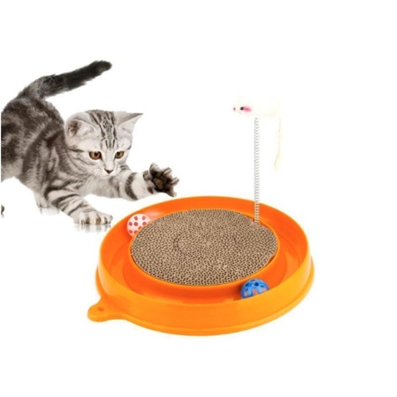 GENERICO - Tablero Rascador Con Pelotas Y Ratón Para Gatos