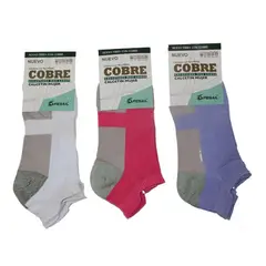 GARSIL - 12 Calcetines Calcetas Cobre Algodon Para Mujer - Deportiva Tobillera