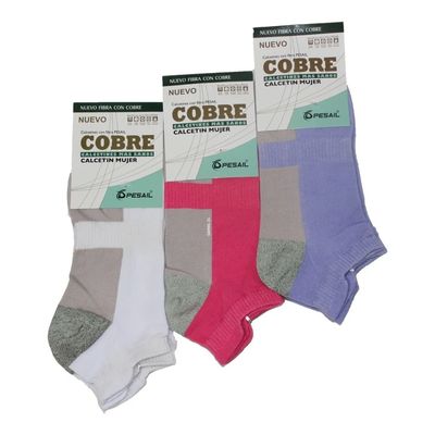 Imagen 2 del producto 12 Calcetines Calcetas Cobre Algodon Para Mujer - Deportiva Tobillera