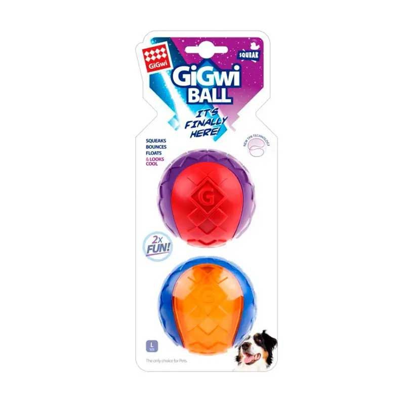 GIGWI - Gigwi Pelota Squeaker Large 7cm Para Perro Pack x 2 und