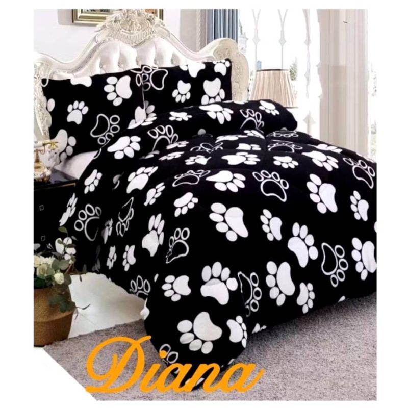 GENERICO - COBERTOR CON CHIPORRO Y PLUSH INVIERNO Huellitas 2 plaza diana
