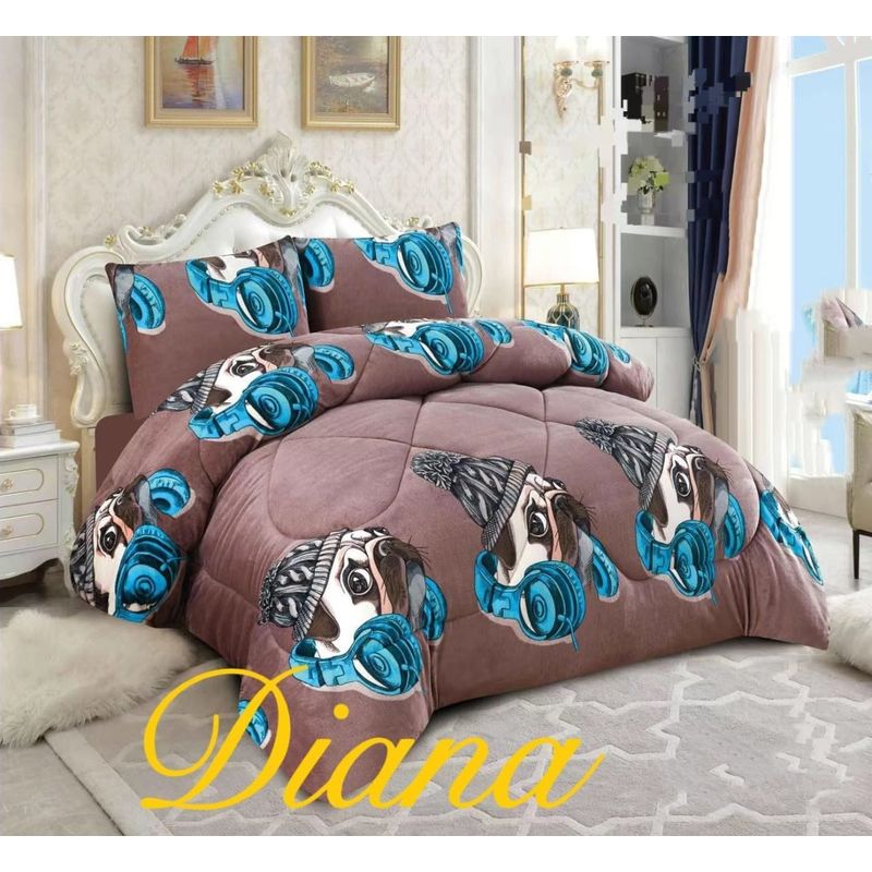GENERICO - Cobertor de Invierno Con Chiporro y Plush Diseño Perritos 2Plaza DIANA