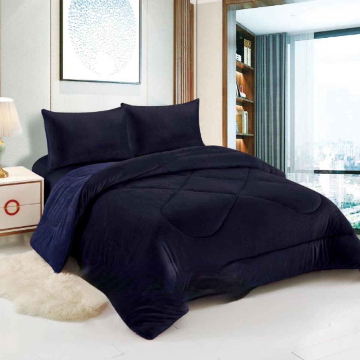 GENERICO - Cobertores Con Chiporro Plush 2 Plazas Unicolor