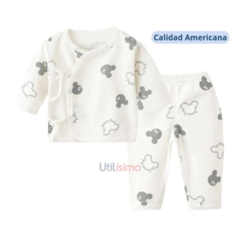 JUMP KIDS - Set 2 Piezas Pijama Unisex Mickey Gris Jump Kids 100% Algodón