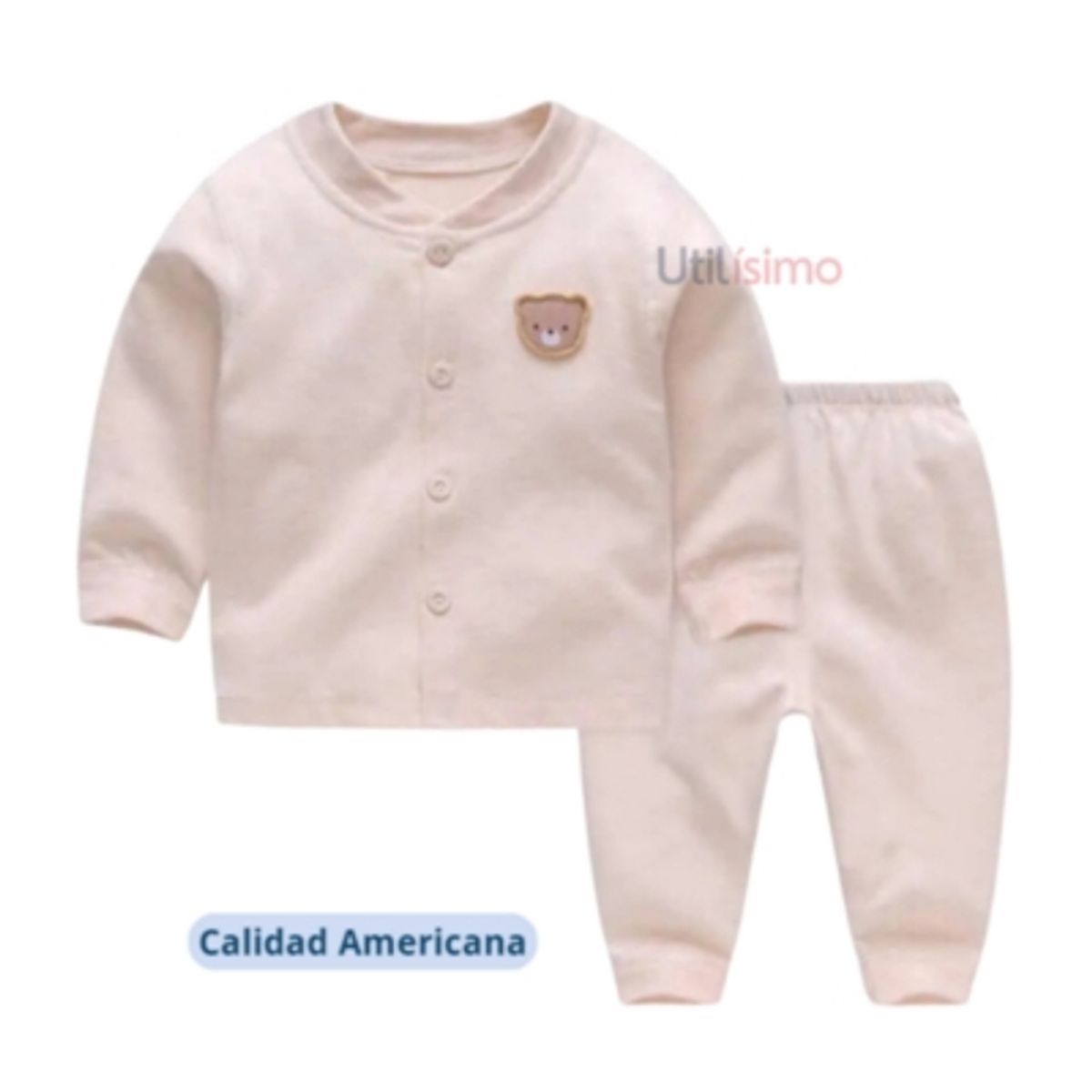 JUMP KIDS - Set 2 Piezas Pijama Unisex Oso Beige Jump Kids 100% Algodón