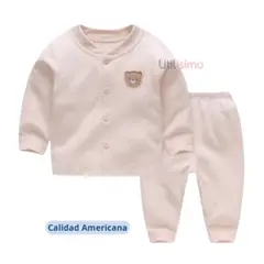 JUMP KIDS - Set 2 Piezas Pijama Unisex Oso Beige 100% Algodón