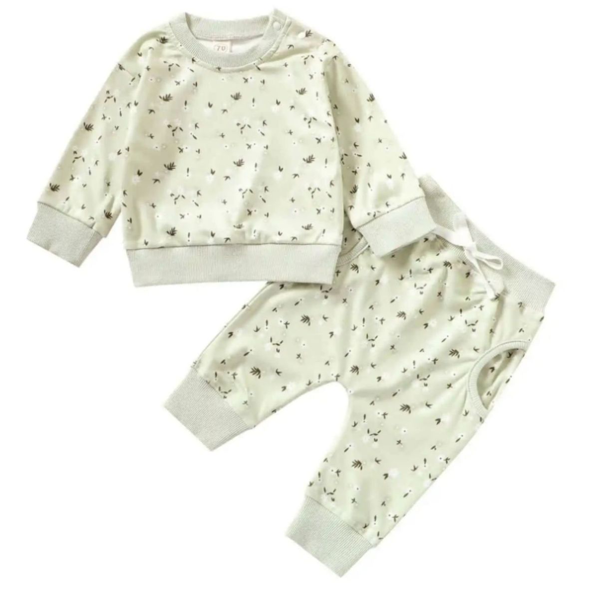 JUMP KIDS - Set 2 Piezas Buzo Niña Flores Verde Claro Jump Kids 100% Algodón