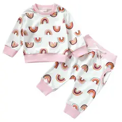 JUMP KIDS - Set 2 Piezas Buzo Niña Arco Iris Rosa 100% Algodón