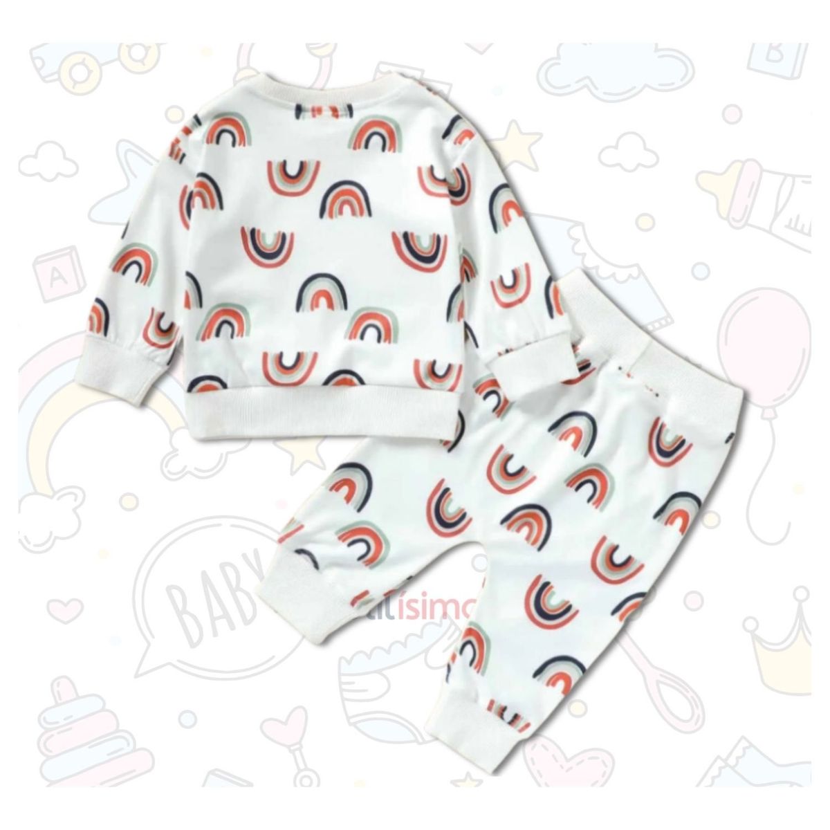 JUMP KIDS - Set 2 Piezas Buzo Unisex Arco Iris Blanco Jump Kids 100% Algodón