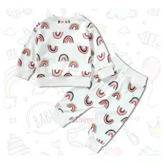 JUMP KIDS - Set 2 Piezas Buzo Unisex Arco Iris Blanco 100% Algodón