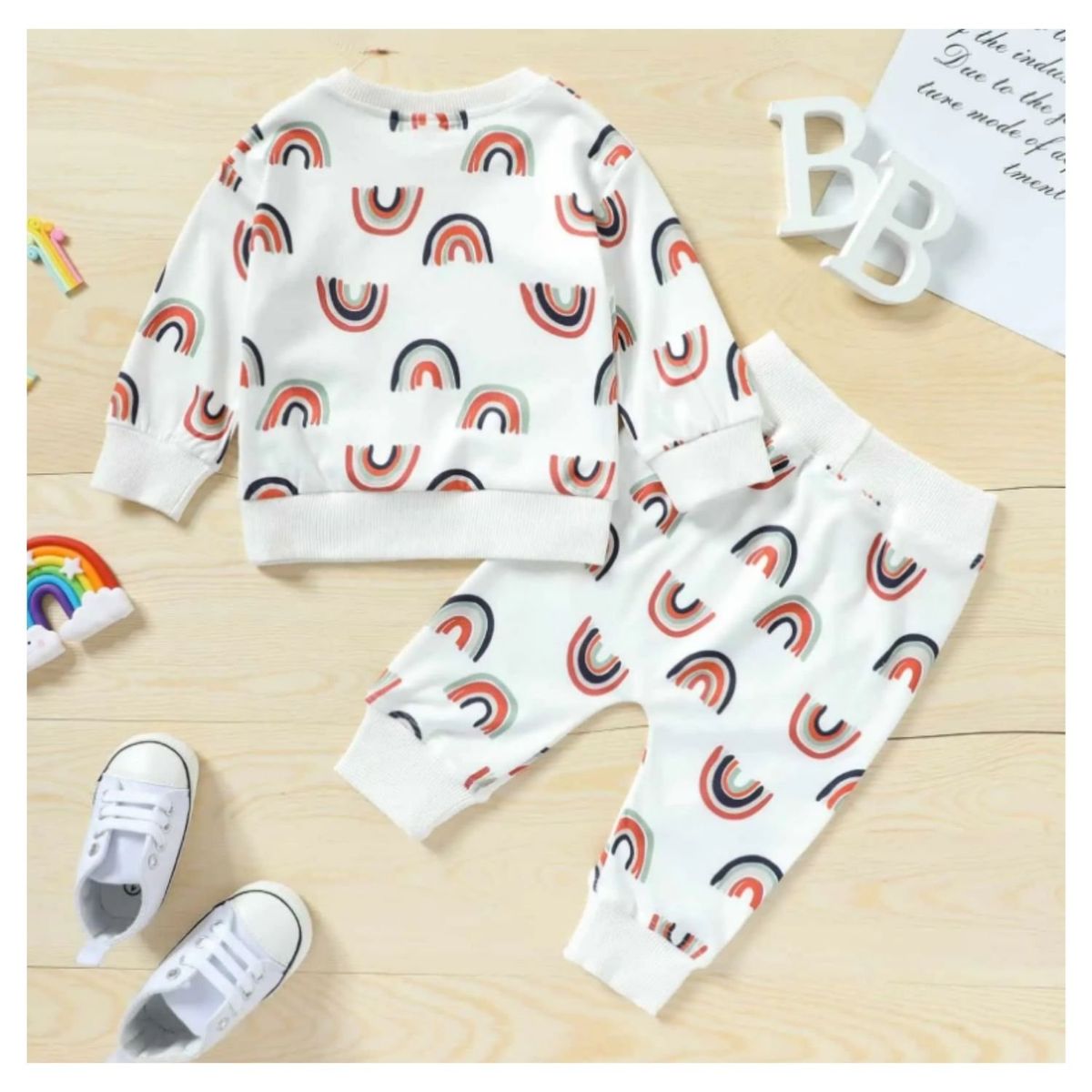 JUMP KIDS - Set 2 Piezas Buzo Unisex Arco Iris Blanco Jump Kids 100% Algodón