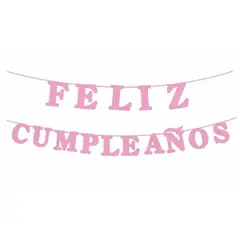 GENERICO - Guirnalda Feliz Cumpleaños Rosa 15pcs 3m