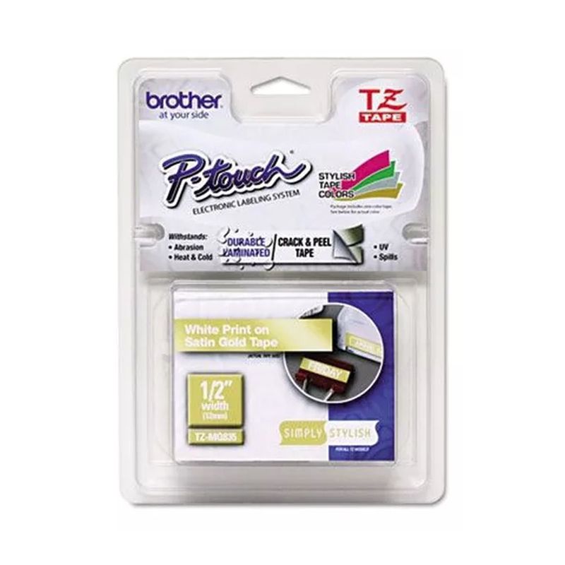 BROTHER - Etiquetas Brother TZe-MQ835 12mm Blanco Sobre Dorado