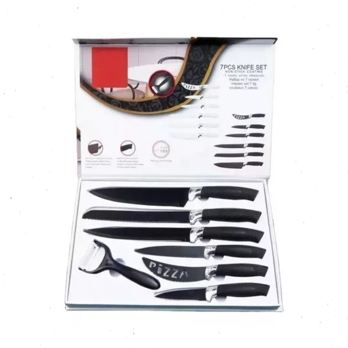 GENERICO - Set Cuchillos De Cocina Acero Inoxidable Antibacterial