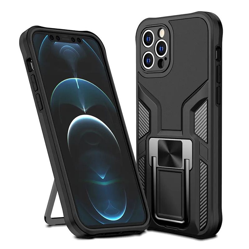 GENERICO - Carcasa Armor Con Anillo Para iPhone 12 Pro Max-Negro