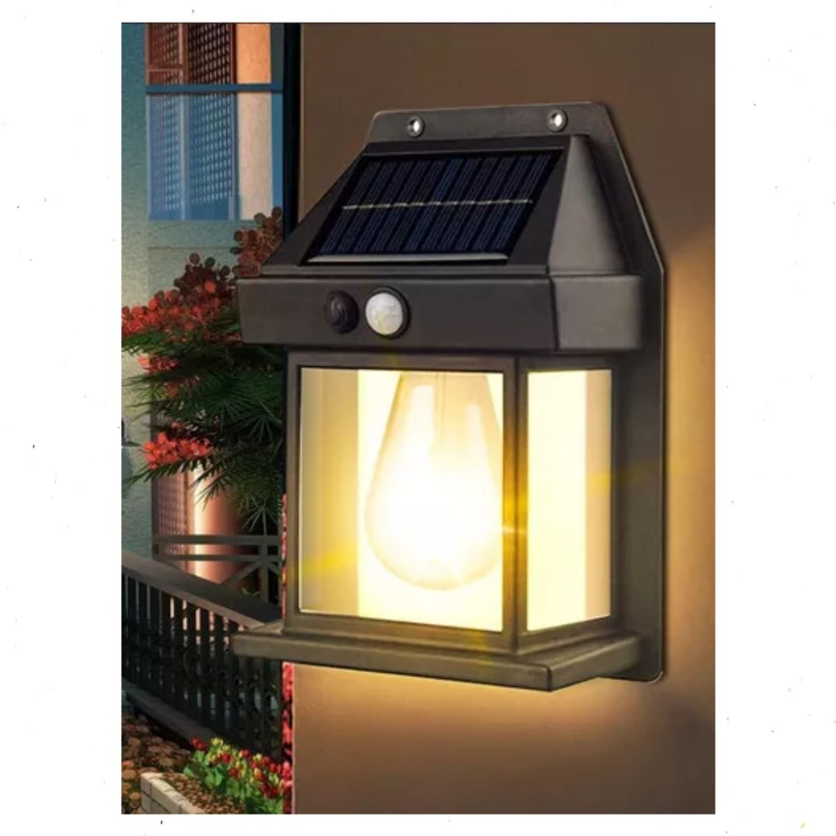 GENERICO - Farol Solar De Pared + Sensor Movimiento Luz Cálida Exterior
