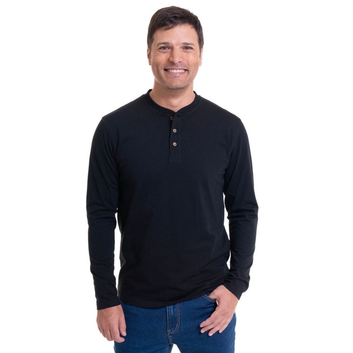 KOTTING - Polera Jersey Botones Negro KOTTING