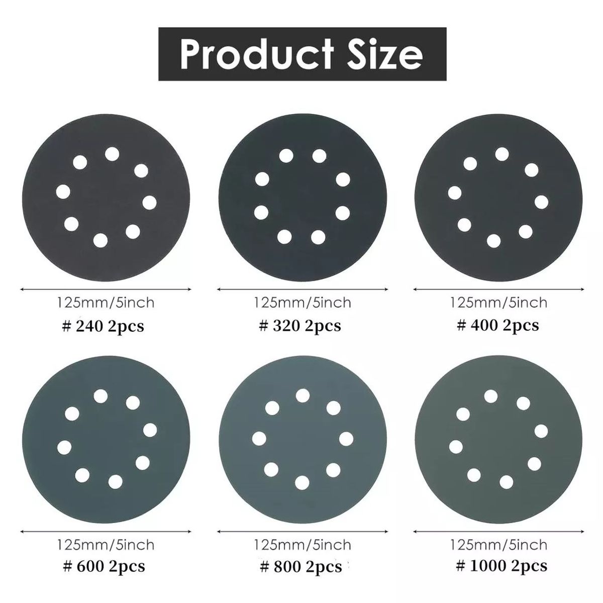 KUANGYE - Pack Pulido 12 Lijas Al Agua Granos 240-1000 5 Pulgadas