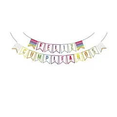 GENERICO - Guirnalda De Feliz Cumpleaños Con Borde Multicolor 5m