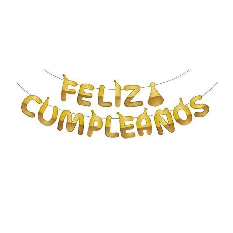 GENERICO - Guirnalda De Feliz Cumpleaños Dorado 5m