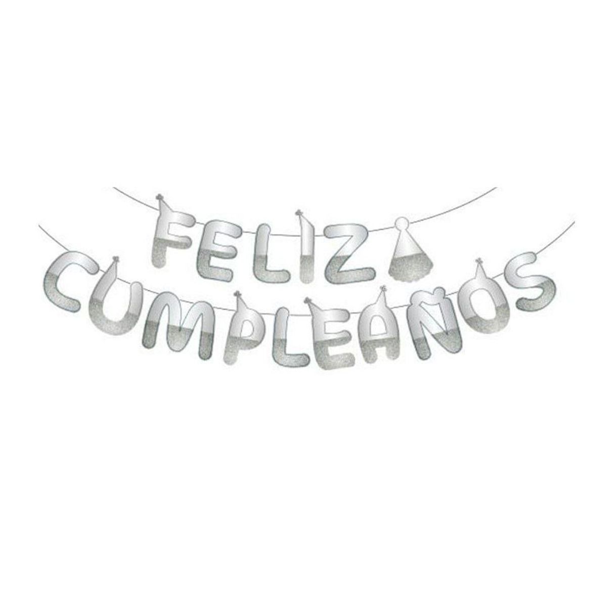 GENERICO - Guirnalda De Feliz Cumpleaños Plateada 5m