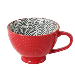 DANNY HOME - Mug con Textura Interior para Desayuno Rojo