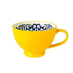 DANNY HOME - Mug con Textura Interior para Desayuno Amarillo Fundo Negro