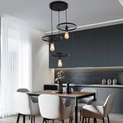 LAMPARASHOME - Lámpara de colgar 3 luces E27 Negro 95×30×100cm