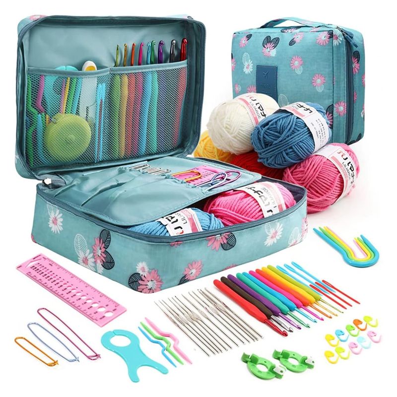 EDWINAYY - Kit De Agujas De Ganchillo Y Accesorios Para Tejer 59 Piezas
