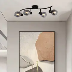 LAMPARASHOME - Lámpara de techo 4 luces E14 Negro 70×11×19cm