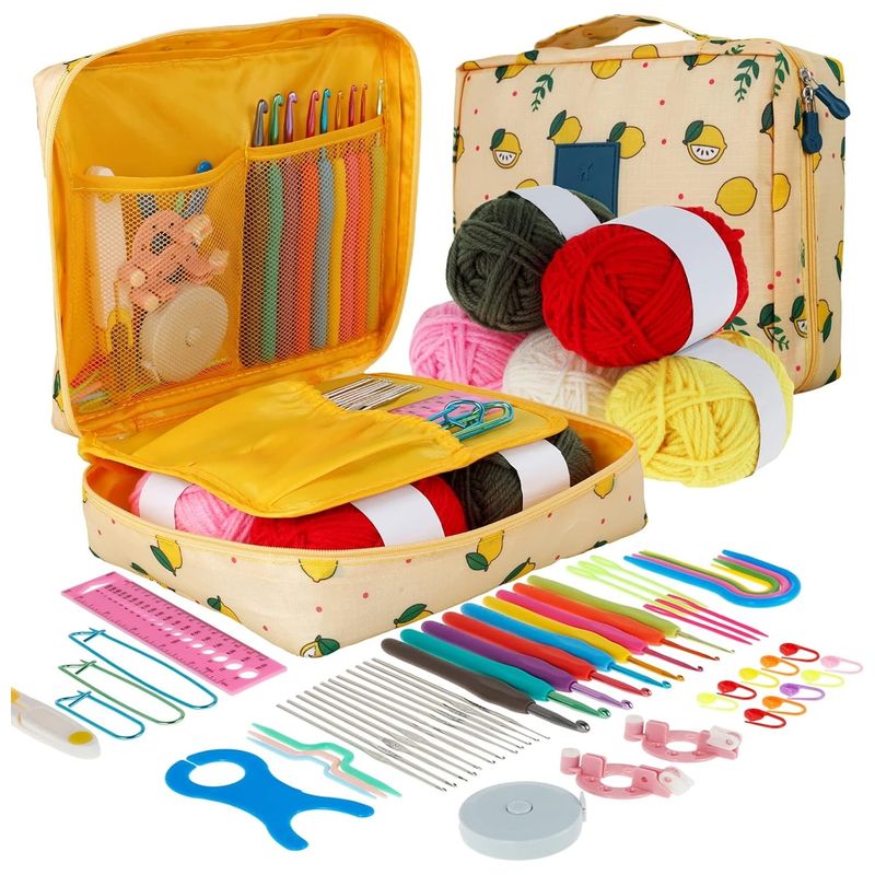 EDWINAYY - Kit De Agujas De Ganchillo Y Accesorios Para Tejer 59 Piezas
