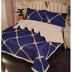 GENERICO - Cobertor Quilt 2 Plazas con Chiporro con fundas Azul