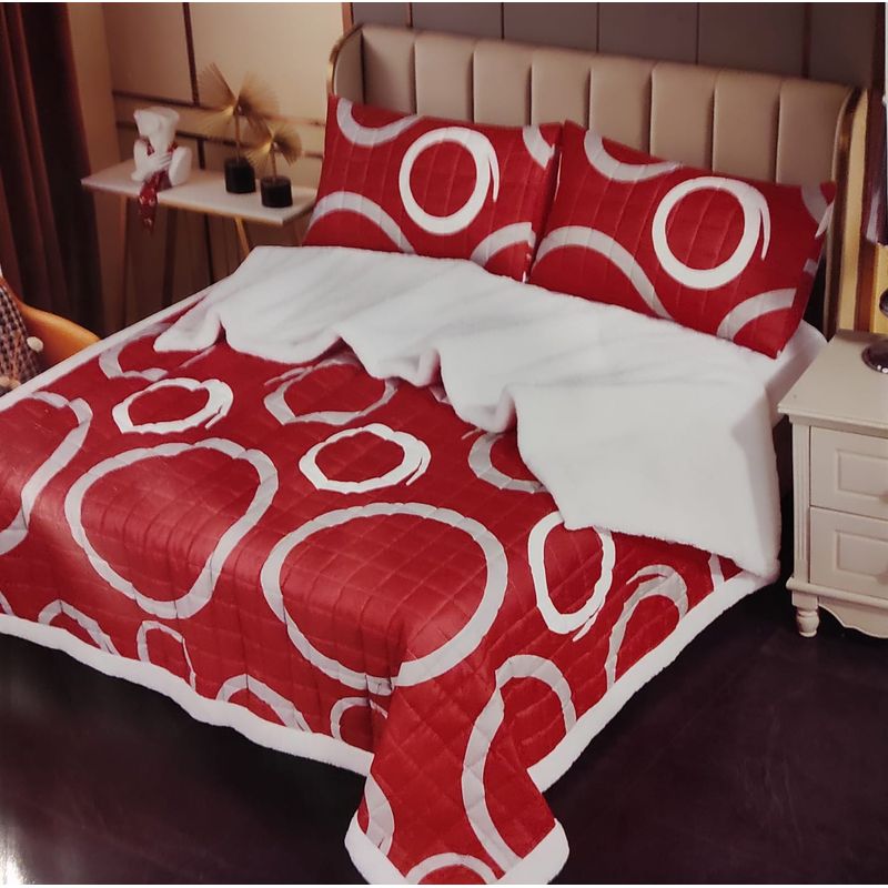 GENERICO - Cobertor Quilt 2 Plazas con Chiporro con Fundas Rojo