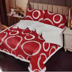 GENERICO - Cobertor Quilt 2 Plazas con Chiporro con Fundas Rojo