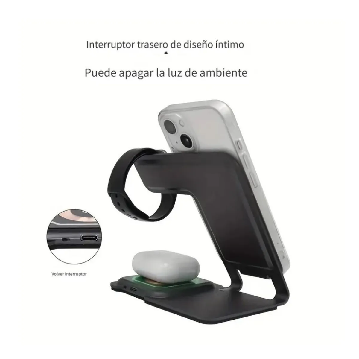 GENERICO - Estación De Carga Rápida 3 En 1 Cargador Inalámbrico 15w