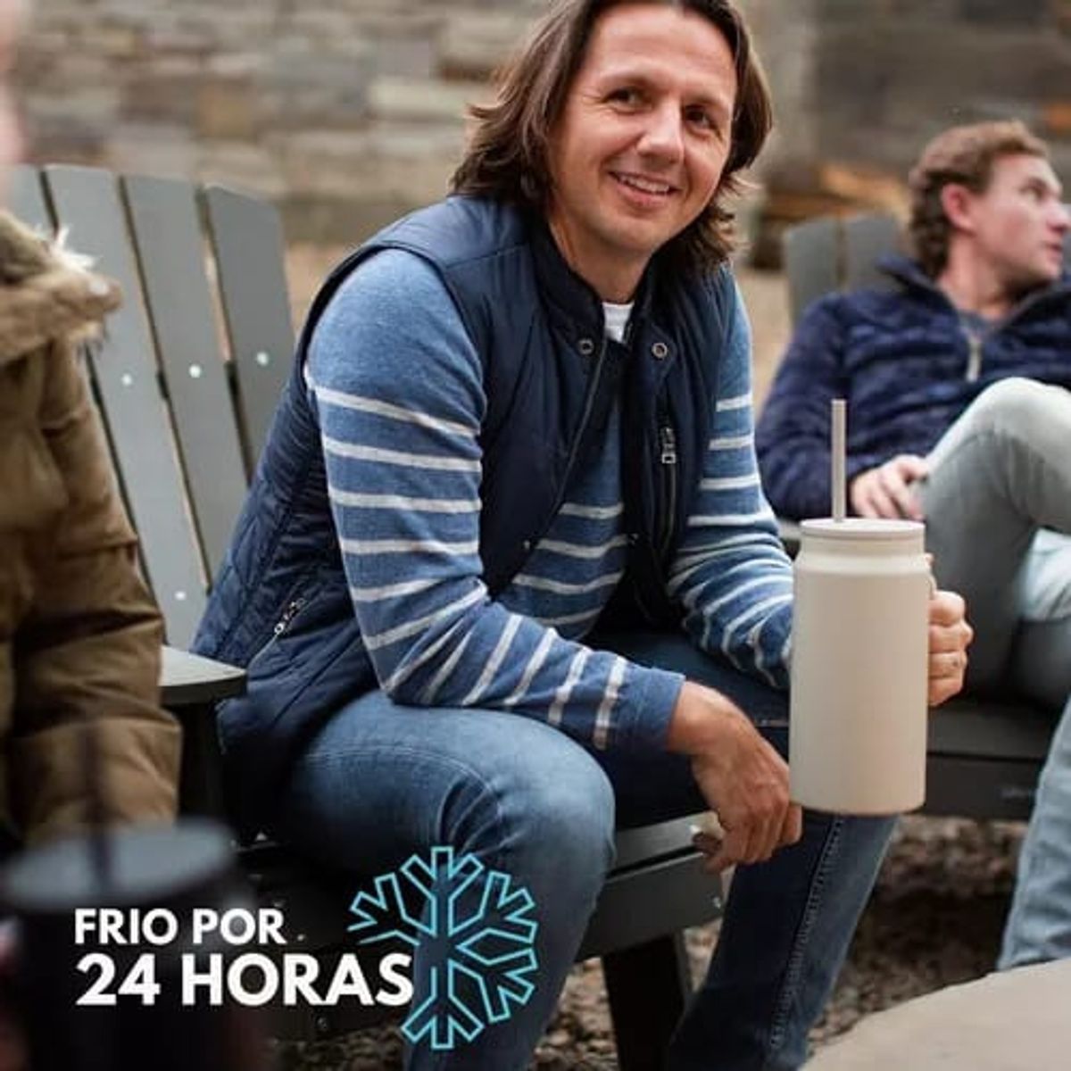 GENERICO - Vaso Termo Para Agua Cafe 1500ml Acero Inox +tapa+bombilla BLANCO