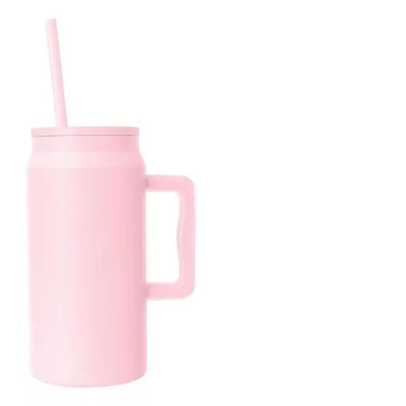 GENERICO - Vaso Termo Para Agua Cafe 1500ml Acero Inox +tapa+bombilla ROSA