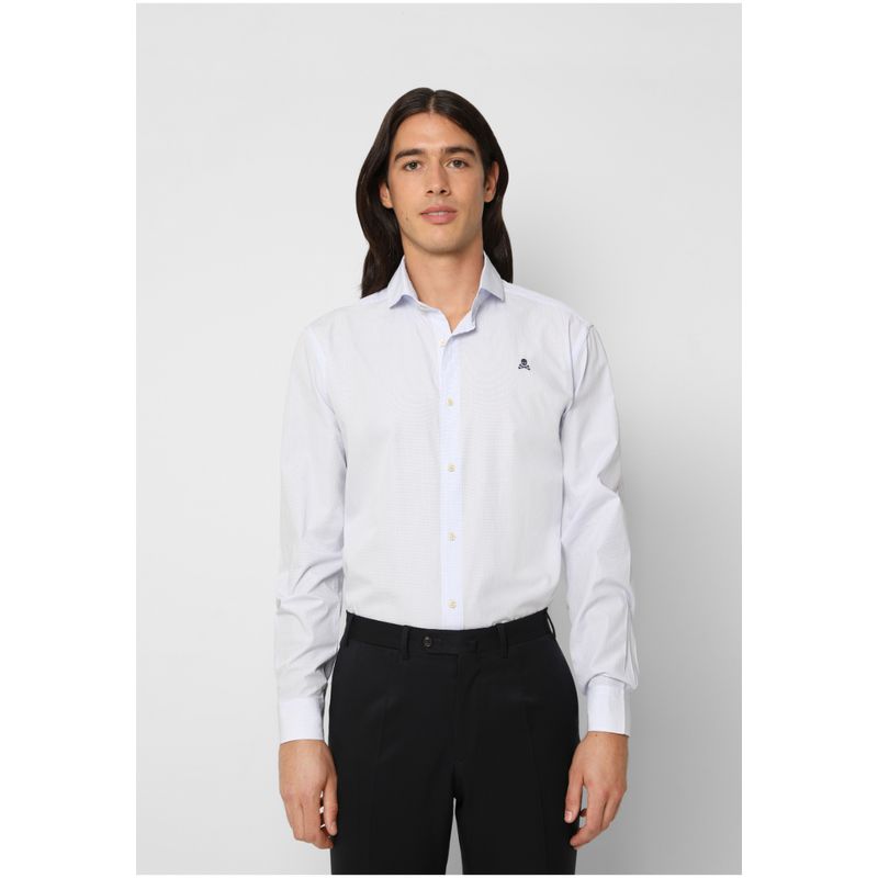 SCALPERS - Camisa Calavera Contraste Skyblue Check